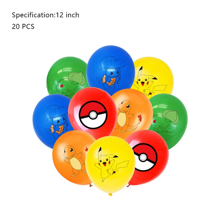 Essentiels de fête d'anniversaire sur le thème de Pikachu – Kit de ballons Lightning Pikachu, vaisselle, bannières et toile de fond pour fête d'enfants