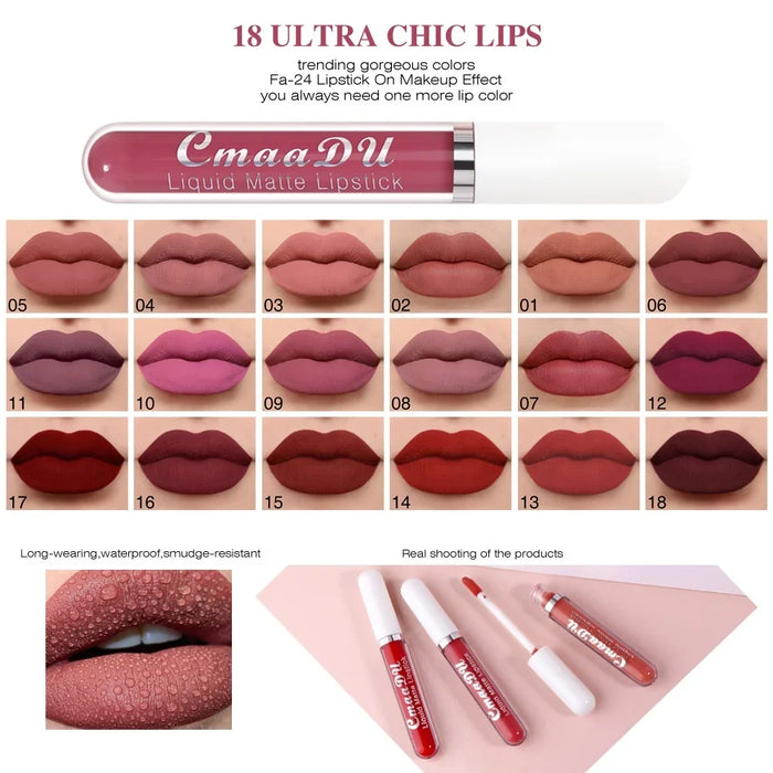 Sexy langanhaltender samtmatter Lipgloss, flüssiger Lippenstift, Make-up für Frauen, Schönheit, rot, nicht klebend, kupferfarben, wasserfester Lipgloss