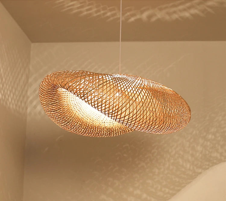 Lampe suspendue en bambou, plafonnier en rotin tissé, Lustre tressé à la main pour la maison