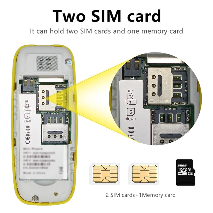 SERVO Kleines Mobiltelefon, Bluetooth-Dialer, magische Stimme, strahlungsarme Anrufaufzeichnung, 2/3 SIM, GSM, entsperrtes Mini-Mobiltelefon