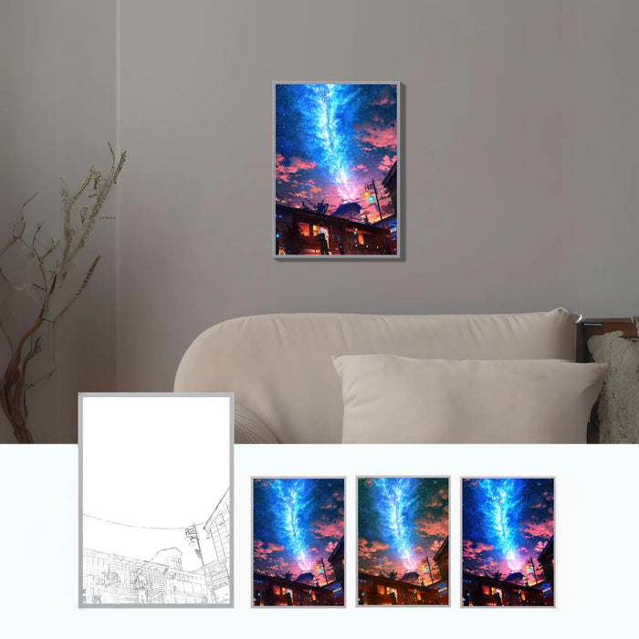 HD Anime Meteor Malerei Atmosphäre Beleuchtung Einfache Foto Rahmen USB Stecker Dimmbare LED Nacht Lampe Wohnkultur Stimmung Licht Geschenk