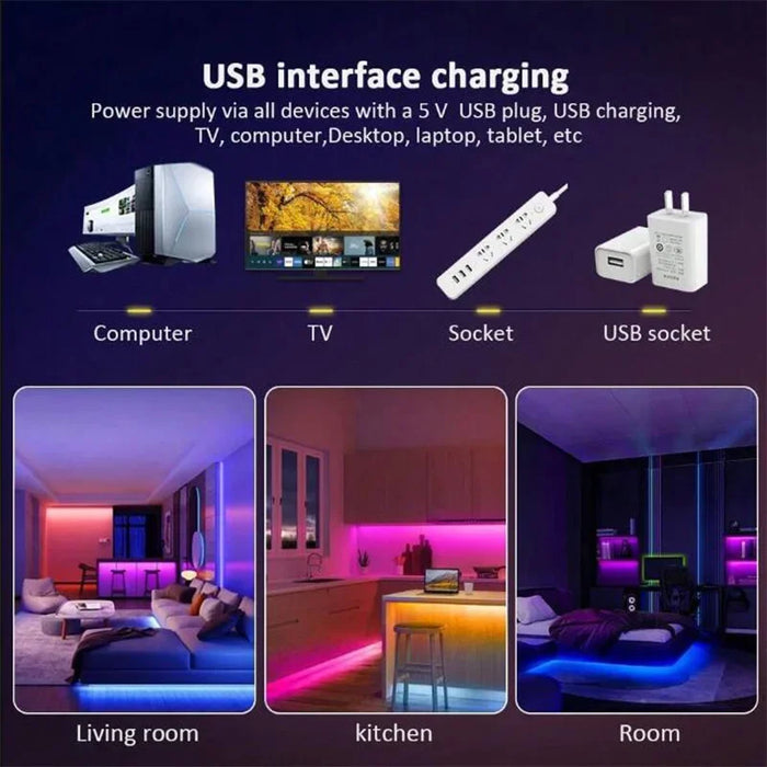 USB Bluetooth LED Streifen Lichter RGB 5050 1M-30M Infrarot Steuerung Dekoration für Wohnzimmer Beleuchtung Lampen