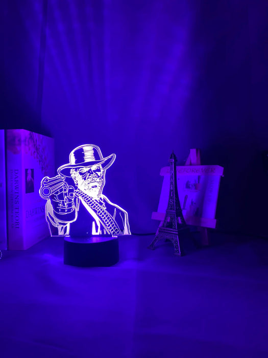 Lámpara de noche acrílica 3D Red Dead Redemption 2 - Lámpara LED Arthur Morgan para sala de juegos y habitación infantil