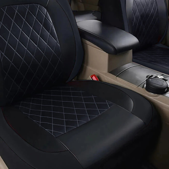 Funda de asiento de coche de piel sintética impermeable de cobertura total para todas las estaciones, ajuste universal para sedán, SUV y camioneta