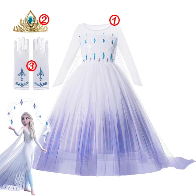 Disney Frozen Vestido para Niña - Vestido de Princesa con Lentejuelas y Red para Carnaval Cosplay de Blancanieves Reina Elsa y Anna