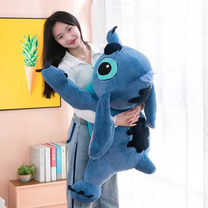 Disney 45/60/80cm Stitch Animal relleno Lilo & Stitch muñeca de hielo suave almohada suave soporte propenso azul oscuro/claro Linda Idea de regalo