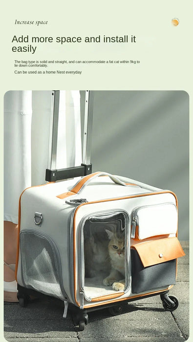 Carro de viaje portátil para perros y gatos pequeños: elegantes bolsas tipo cápsula para animales en movimiento