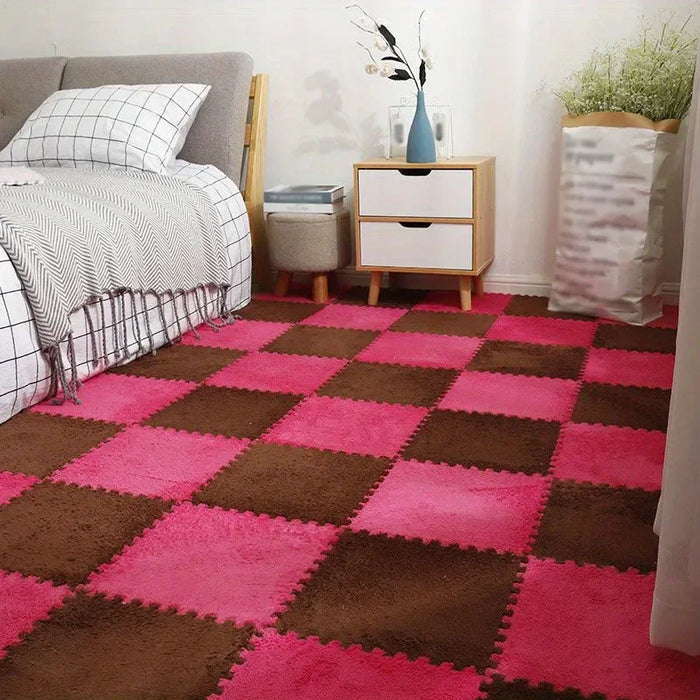 Tapis patchwork doux 30x30 cm - Intérieur élégant de chambre et de salon