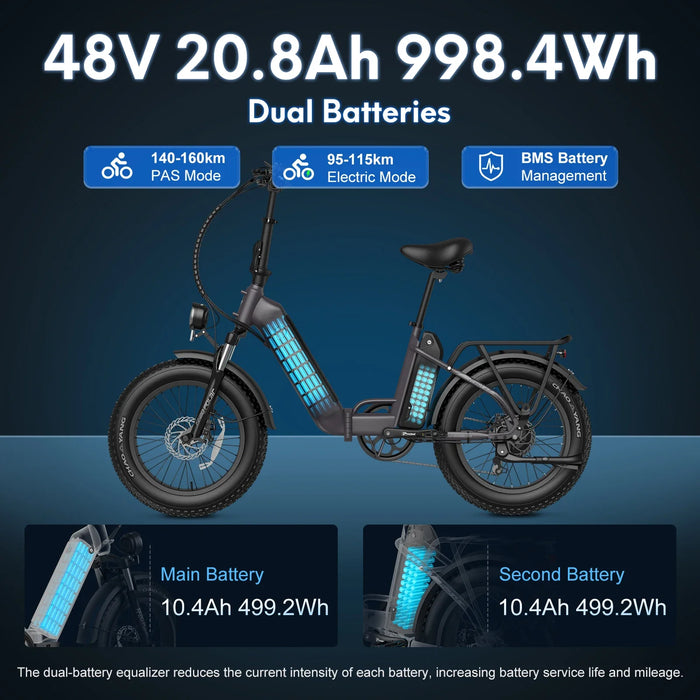 Fafrees FF20 Polar vélo électrique pliant 20*4.0 pouces gros pneu E-MTB pour adultes 1000W 15Ah batterie 7 vitesses gamme 70KM