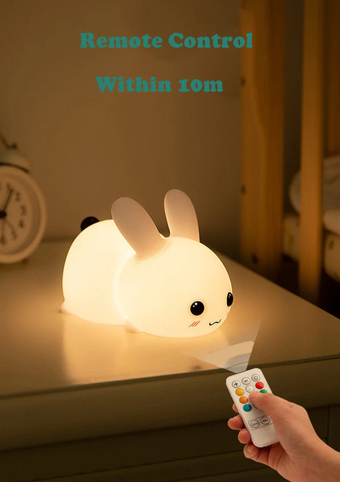 Silikon-Hase-Nachtlicht mit Fernbedienung, wiederaufladbare Induktionslampe für Kinder, bunte Atmosphärenlampe, perfektes Geschenk für Kinder