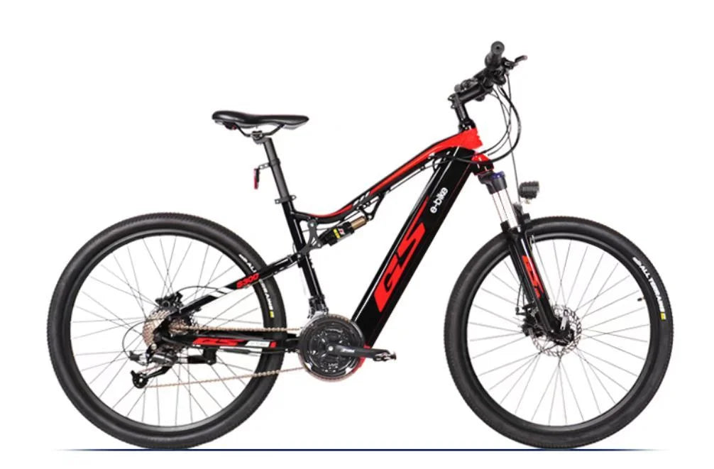 Bicicleta eléctrica GS 1000W 48V17AH con batería de litio, bicicleta de montaña eléctrica de 27,5 pulgadas con amortiguador delantero y trasero