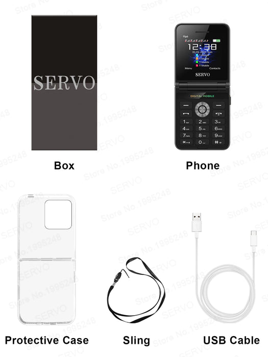 Original SERVO Flip 6 Mobiltelefon 4SIM Kort Standby GSM Nätverk Magisk Röstupptagning Ficklampa Vikbar Mobiltelefon Gratis Mobilfodral