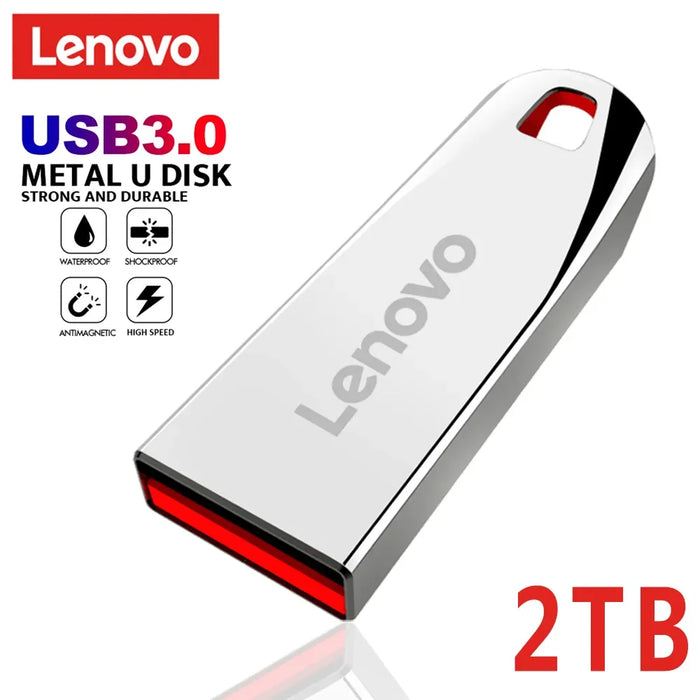 Lenovo-unidad Flash de Metal USB 3,0, 2TB, Pendrive de alta velocidad, 1TB, 512GB, 256GB, unidad Usb portátil, resistente al agua