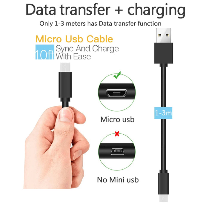 Cable de carga micro USB de longitud extendida: disponible en 1 m a 10 m para teléfonos móviles, CCTV, cámaras IP y más