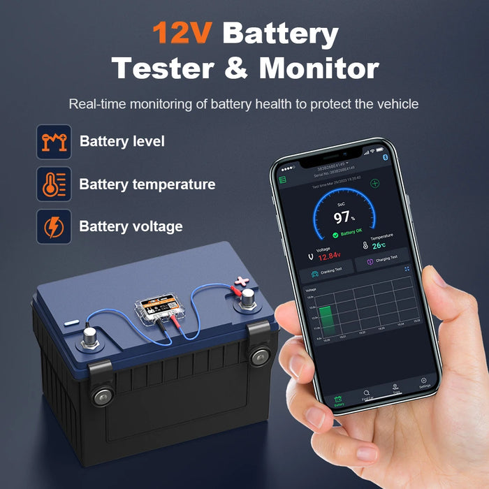 ANCEL BM200 12V moniteur de batterie sans fil Bluetooth batterie de voiture santé APP surveillance outil de Test de batterie pour Android et iOS