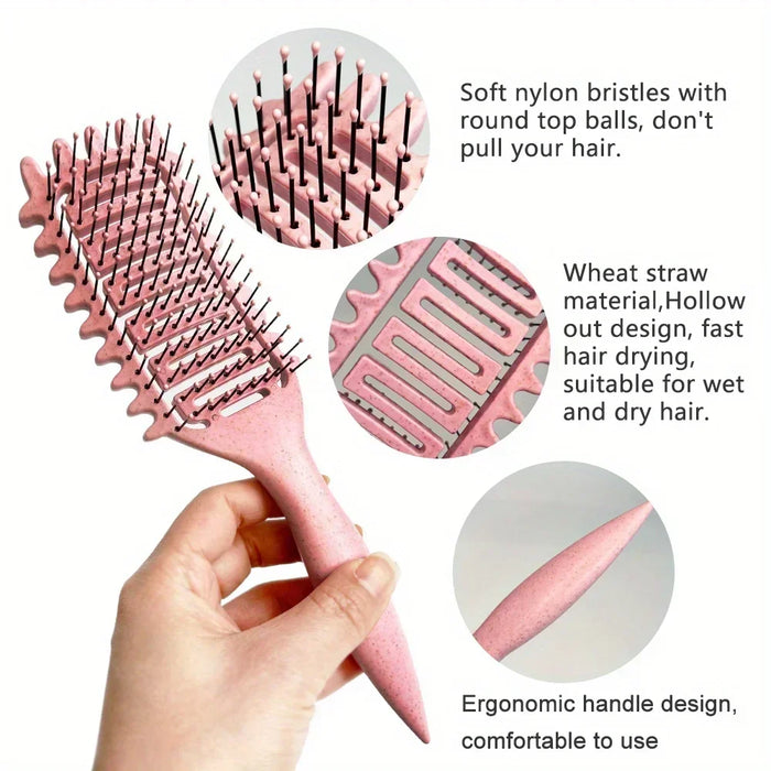 Brosse coiffante à friser 3 en 1 - Brosse démêlante perforée pour cheveux crépus, idéale pour créer et définir des boucles, outil de coiffure