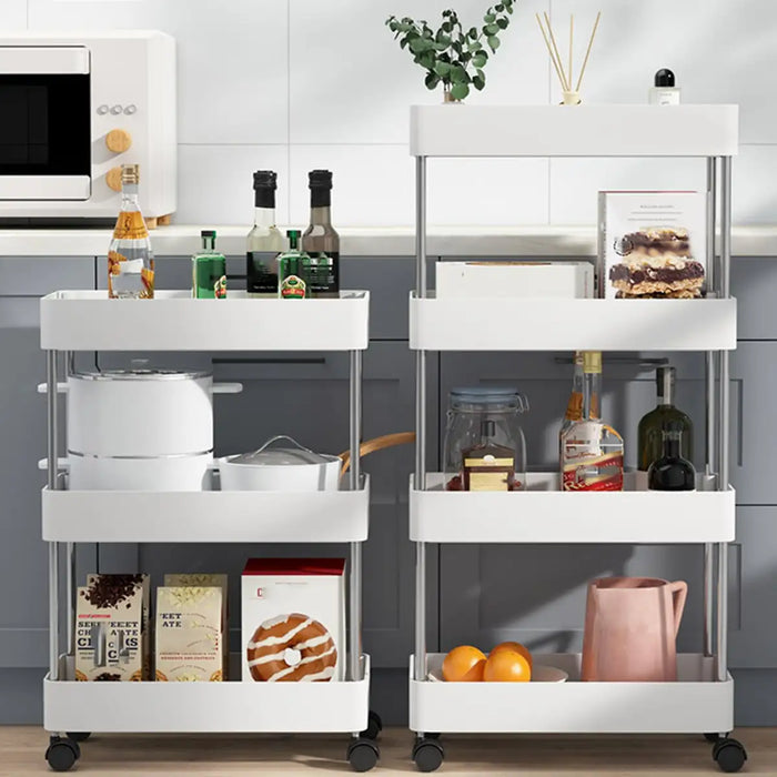 Chariot de rangement mobile compact avec étagères réglables – Idéal pour les cuisines, salles de bains et salons