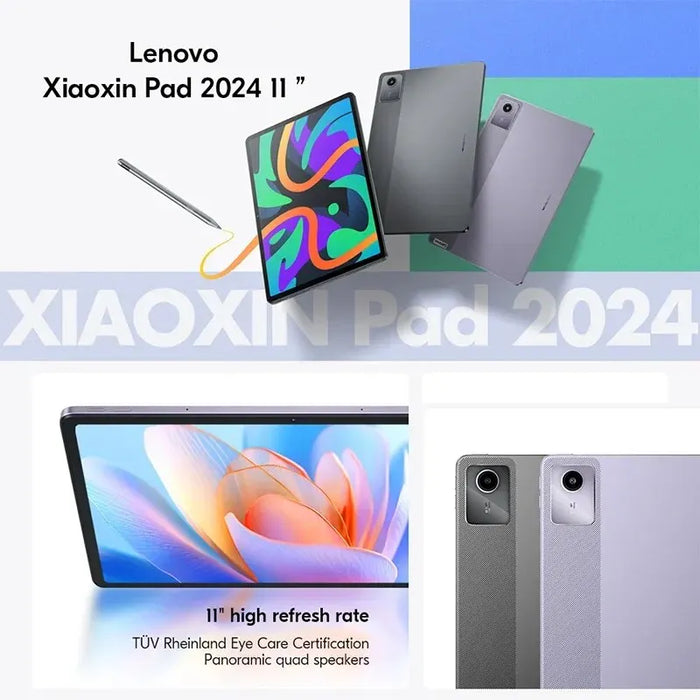 Tableta Lenovo XiaoXin Pad 2024 con 8GB de RAM y 128GB de Almacenamiento, Qualcomm Snapdragon 685 Octa-Core, WIFI de 11", cámara de 8MP, batería de 7040mAh, Cargador rápido de 20W