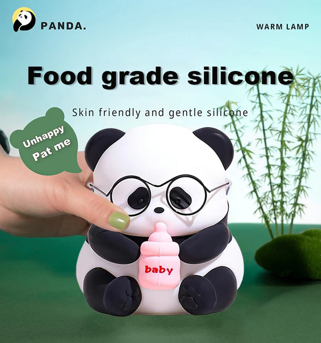 Panda-Nachtlicht mit LED – wiederaufladbare, niedliche Silikonlampe für Kinderzimmer, dimmbares Schlafenszeitlicht und perfektes Geburtstagsgeschenk