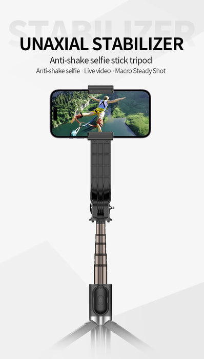 Handheld-Gimbal-Stabilisator für Smartphones mit Selfie-Stick-Stativ und kabelloser Bluetooth-Fernbedienung für iPhone und Android