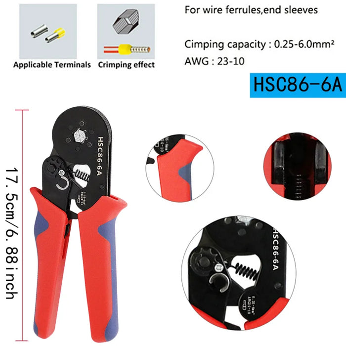 Cosses à sertir tubulaires isolées avec pince ergonomique, ensemble complet pour connexions électriques, 300 à 2120 pièces