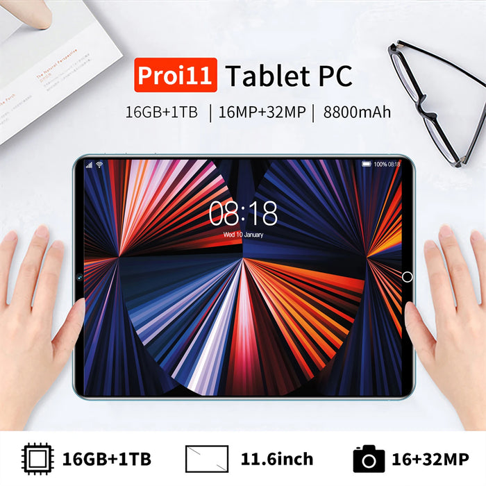 2024 Neues 11,6-Zoll-Android 13.0-Tablet mit 16 GB RAM und 1 TB Speicher – 10-Core-Prozessor und 12000-mAh-Akku