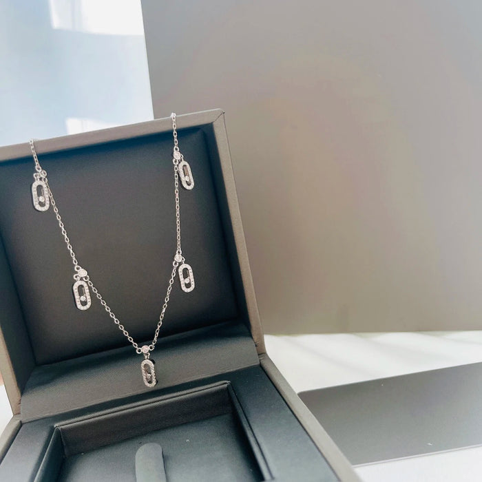 Neue französische Luxus-Halskette aus S925-Sterlingsilber mit beweglichen Diamanten – perfekt als Hochzeitsgeschenk für Ihre Lieben.