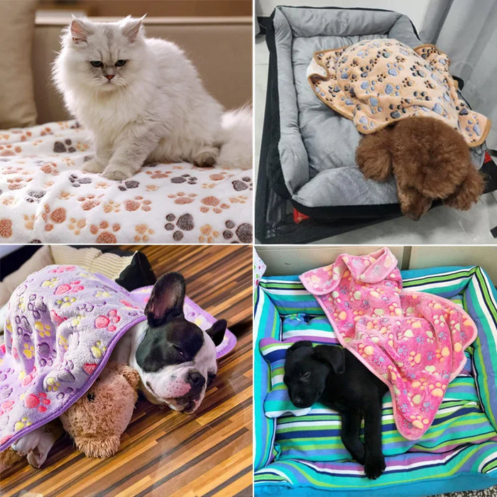 Cozy Dog Bed Carpet Blanket with Cute Elephant/Paw Pattern - Comfortable Travel Mat for Cats and Dogs