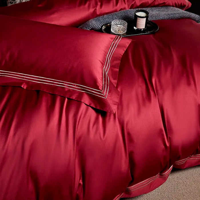 Luxuriöses 1000TC-Bettwäscheset aus ägyptischer Baumwolle, 4/6-teilig, Doppelbett, Queen-Size-US-King-Size-Größe, 3-zeilig bestickte Steppdecke, Bettlaken und Kissenbezug