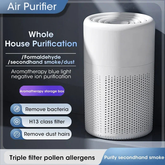 Filtre à air pour la maison et la voiture – Désodorisant et stérilisateur à ions négatifs avec filtre HEPA, élimine le formaldéhyde et les odeurs de fumée