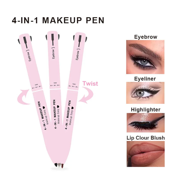 Vielseitiger 4-in-1-Eyeliner- und Brauenstift – wasserfester und langlebiger Make-up-Stift für Lippen und Konturen