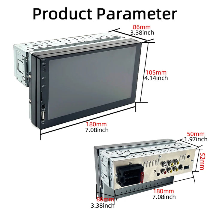 Autoradio 7 pouces 1 Din MP5 lecteur multimédia écran tactile FM ISO puissance entrée Aux Bluetooth USB miroir lien autoradio universel