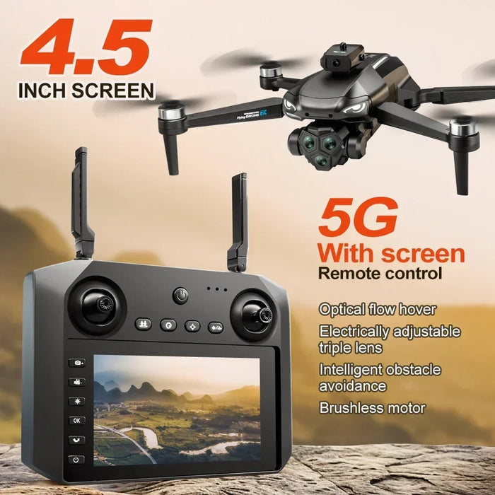 Nuevo M33 RC Drone 4K profesional con gran angular Triple cámara HD plegable RC helicóptero WIFI FPV mantenimiento de altitud