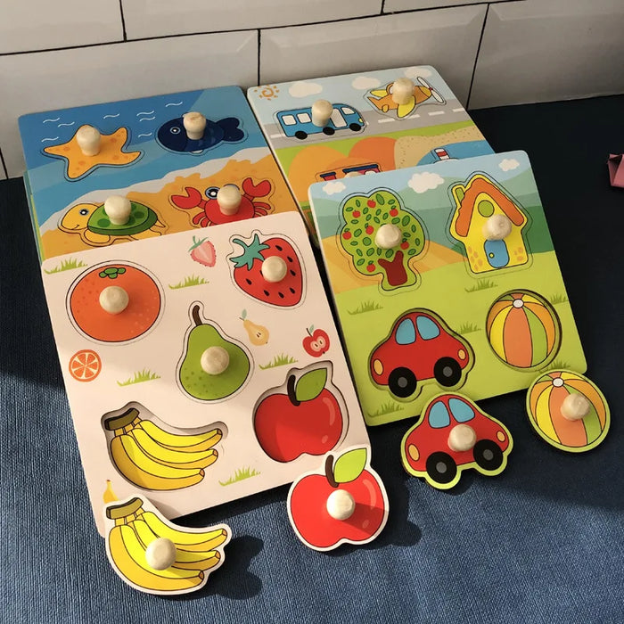 Jouets en bois Montessori pour enfants de 1 à 3 ans, jeux de développement et puzzles pour les tout-petits, jeux d'apprentissage éducatifs