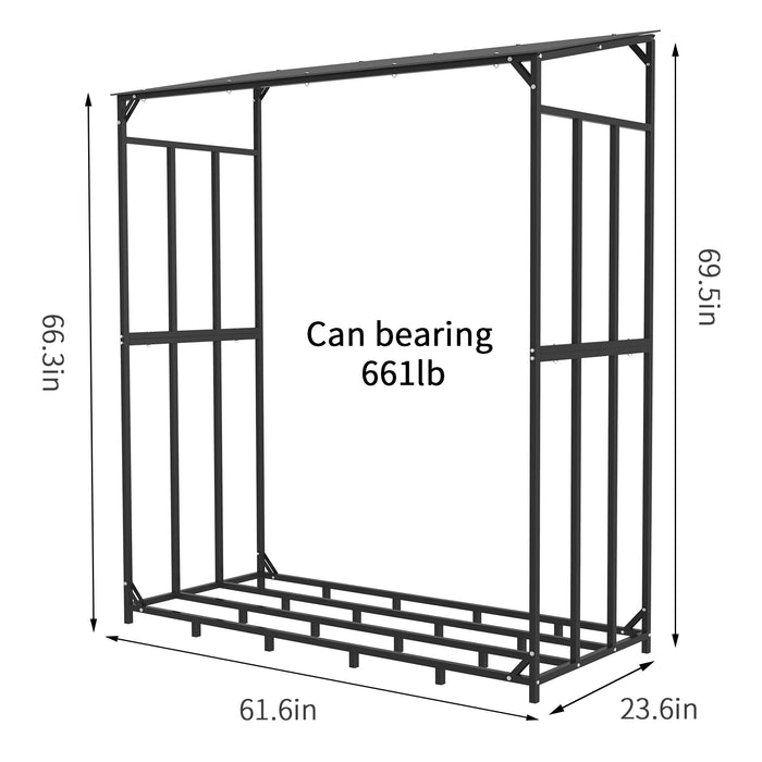 Soporte alto y duradero de madera y metal con cubierta superior para patio y jardín