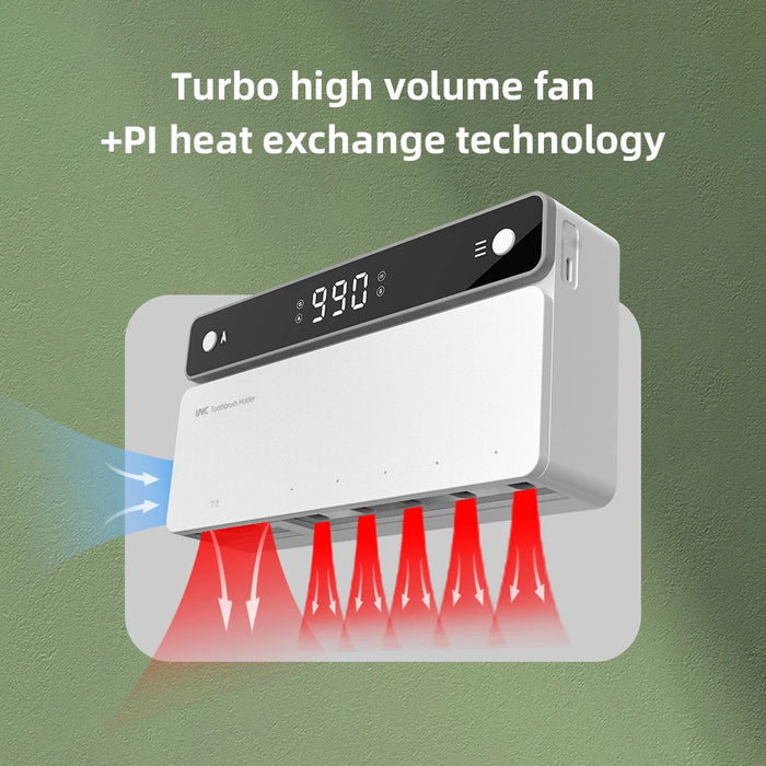 Soporte para cepillo de dientes UV con carga, cepillo de dientes de secado rápido, esterilizador de almacenamiento para afeitadora con pantalla LED, accesorios de baño