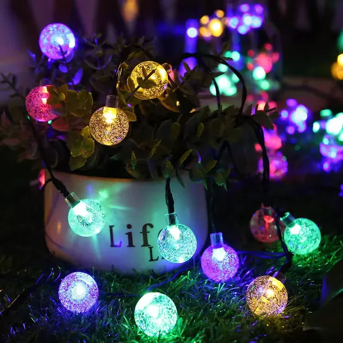 Solar-Powered LED Bubble String Lights - Waterproof Decorative Lanterns for Gardens and Celebrations, 8 Modes for Holidays