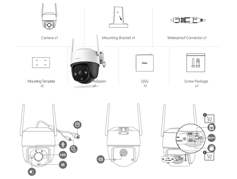 IMOU Cruiser SE+ 3MP Utomhus PTZ Wi-Fi Kamera - Väderbeständig IP66 med Tvåvägs Ljud, Färgglad Nattvision och AI-Mänsklig Detektering