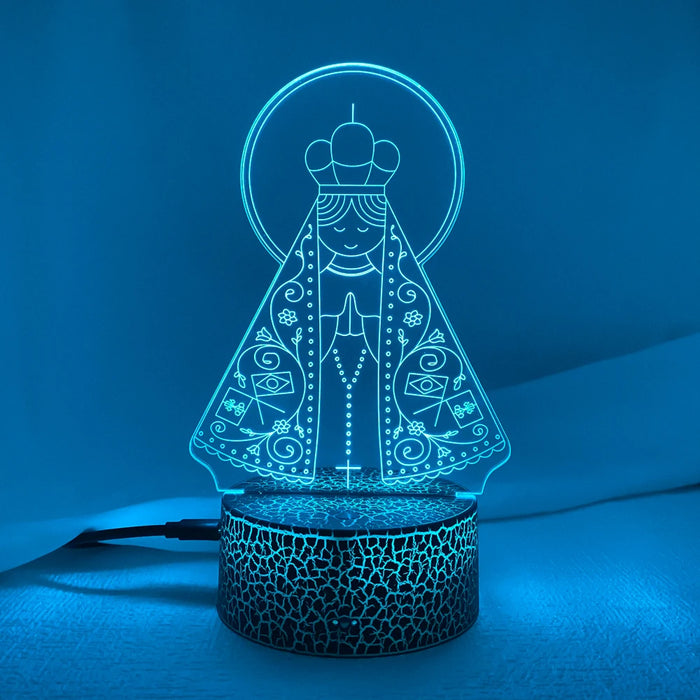 Neues 3D-LED-Nachtlicht „Unsere Liebe Frau von Aparecida“ für die Kirchendekoration – cooles Geschenk für Gläubige, USB- und batteriebetriebene Tischlampe