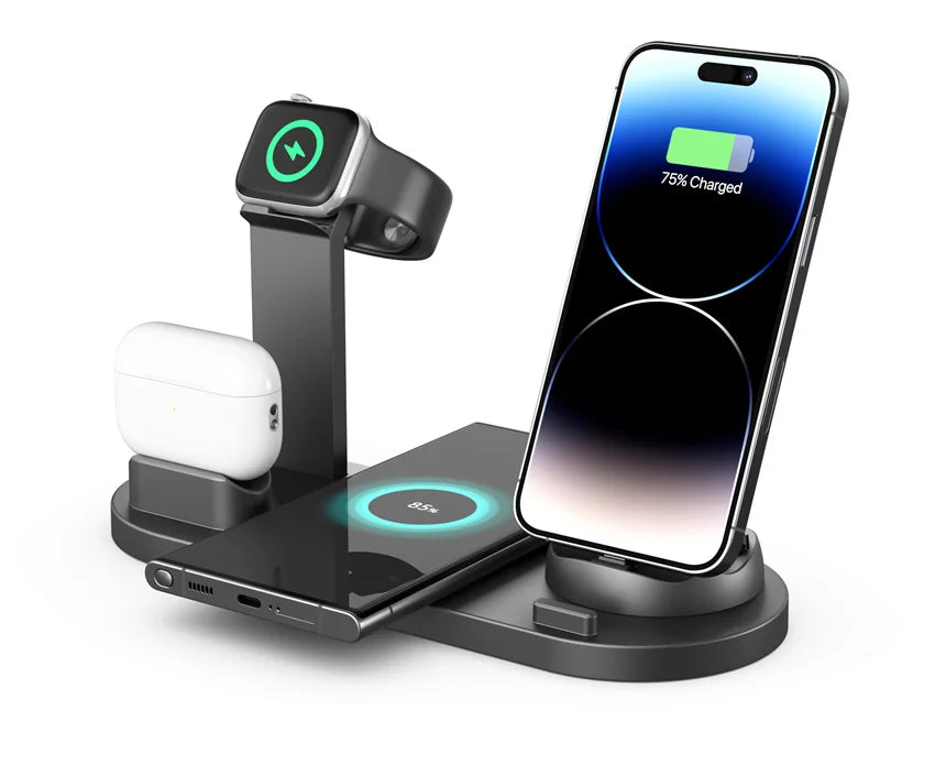 Estación de carga inalámbrica 7 en 1 de 30 W: cargador rápido eficiente para iPhone, Apple Watch, AirPods y múltiples dispositivos