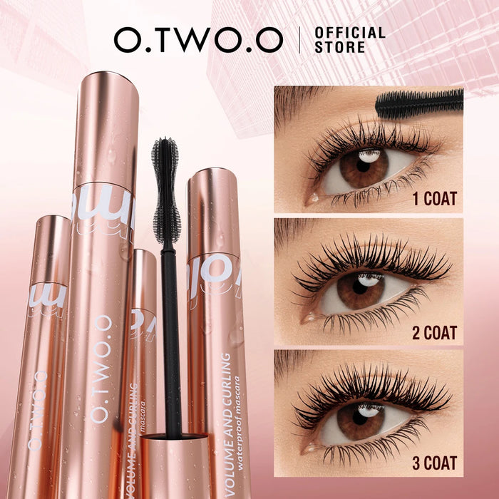 O.TWO.O Wasserdichte Mascara 4D Seidenfaser Curling Volumen Wimpern Dicke Verlängerung Pflegende Wimpernverlängerung Hochwertiges Make-up