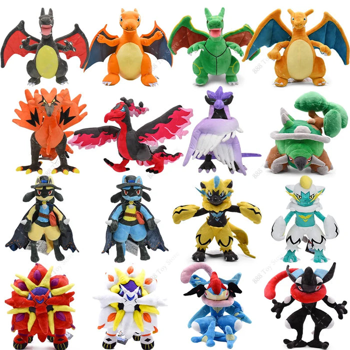 Ensemble en peluche Pokémon avec Léviator brillant, Charizard, Mega Rayquaza, Hisuian Zorua et plus encore – Cadeau de Noël parfait pour les enfants