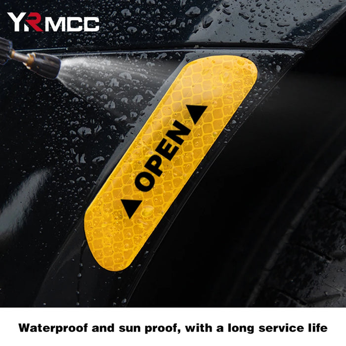 4-Pack Reflective Car Door Stickers – Safety Warning and Open Indicator