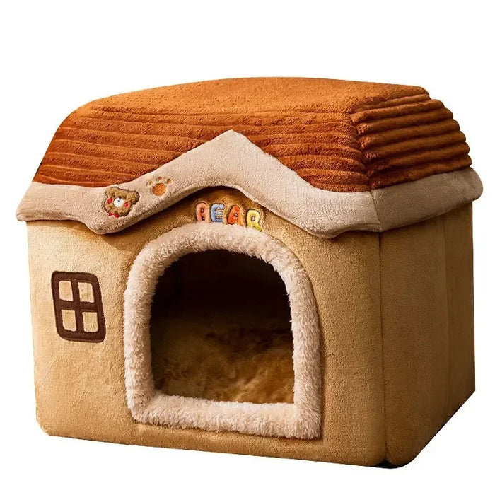 Zusammenklappbares Katzenhaus für den Außenbereich, wasserdichtes Haus für kleine Hunde und Kätzchen, gemütliche Hütte mit Tierkissen und Bettzelt.