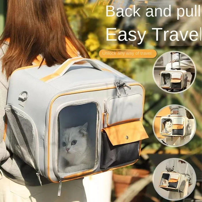 Carro de viaje portátil para perros y gatos pequeños: elegantes bolsas tipo cápsula para animales en movimiento