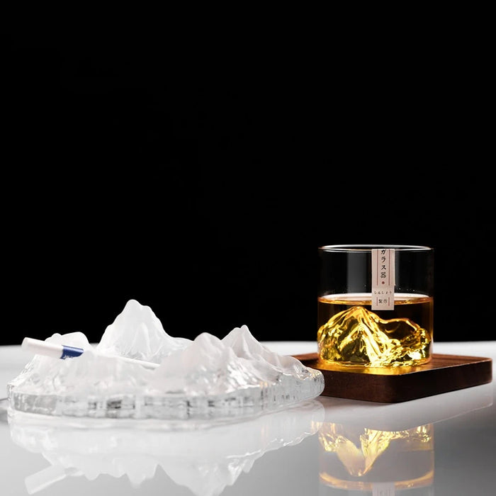 Verre à whisky de montagne 3D japonais au design glacier – Verre à whisky et vodka à l'ancienne dans une boîte en bois