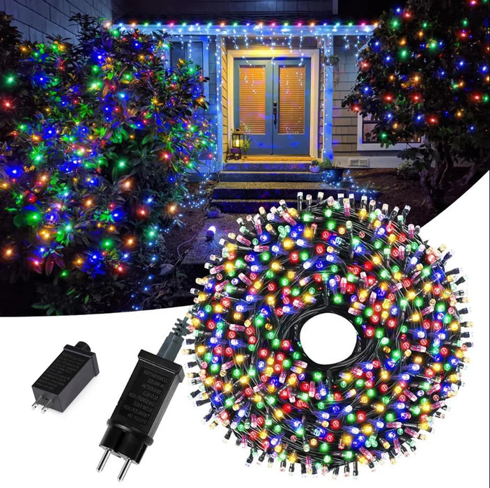 Lumières de Noël LED avec cordes 10/20/50/100 m – Décoration extérieure étanche avec adaptateur EU/US