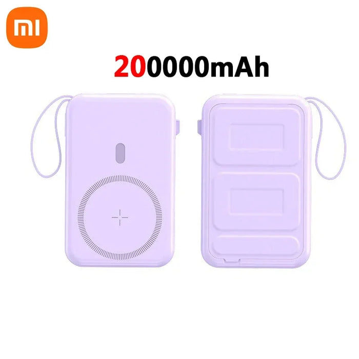 Xiaomi 200000 mAh magnetische Powerbank mit Magsafe, kabellosem Laden und 22,5 W Schnellladung, integriertem Kabel, tragbare Power Bank für iPhone