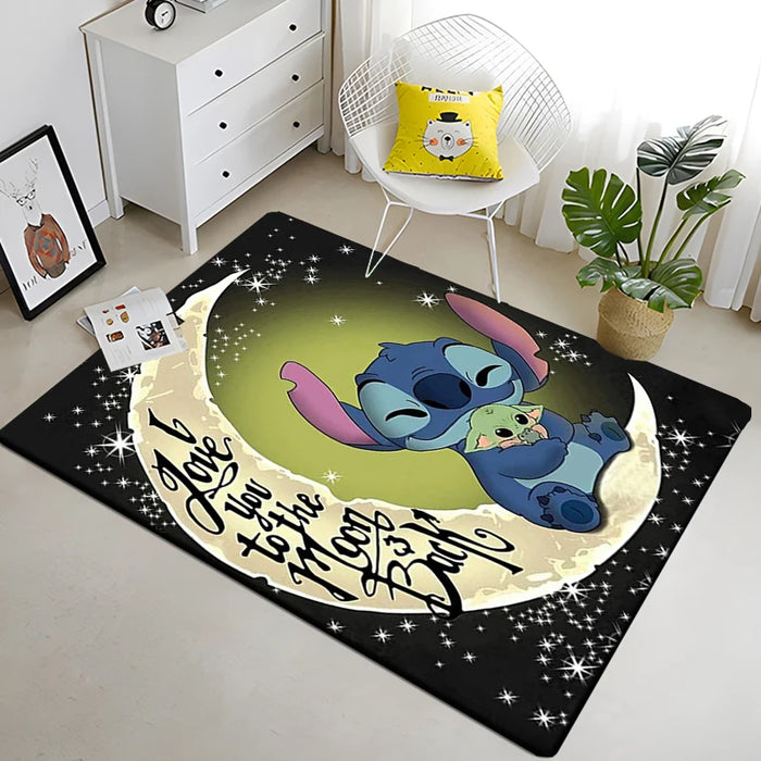 Disney Mode Stich 3D Druck Anime Große Teppiche Wohnkultur für Wohnzimmer Kinderzimmer Sofa Teppich Fußmatten