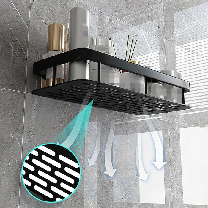 Étagère de salle de bain résistante aux chocs, support mural de rangement de shampoing pour support de cuisine, carré en aluminium, organisateur de bain, accessoires